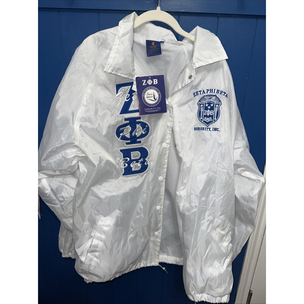 Buffalo Dallas Zeta‎ Phi Beta Crossing Line Jacket 5XL White And Blue Sorority